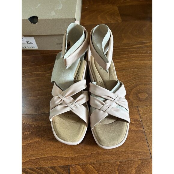 Clarks Collection Womens 11 M Clara Rae Ankle Strap Wedge Sandals Light Pink NEW - Picture 5 of 9